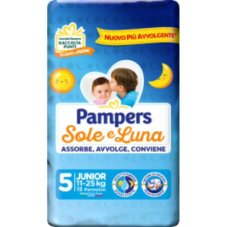 Pampers Sole e Luna Pannolini Taglia 5 Junior (11-25 kg) 15 pezzi