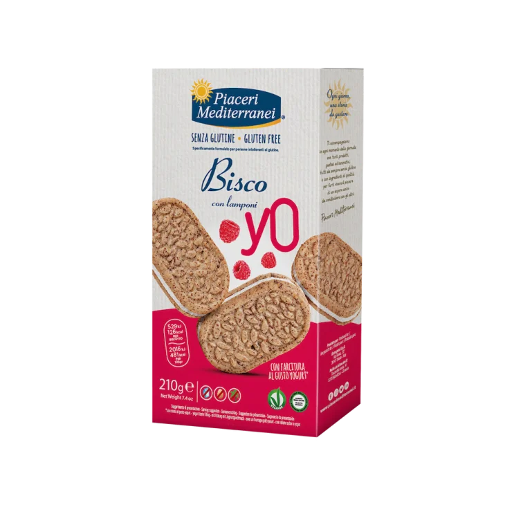 Piaceri Mediterranei Bisco Yo con Lamponi Biscotti Senza Glutine 210 g