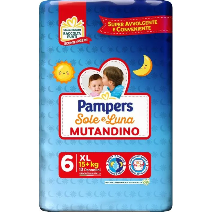 Pampers Sole & Luna Pannolino mutandino Taglia XL ( 15+ kg) 13 pannolini