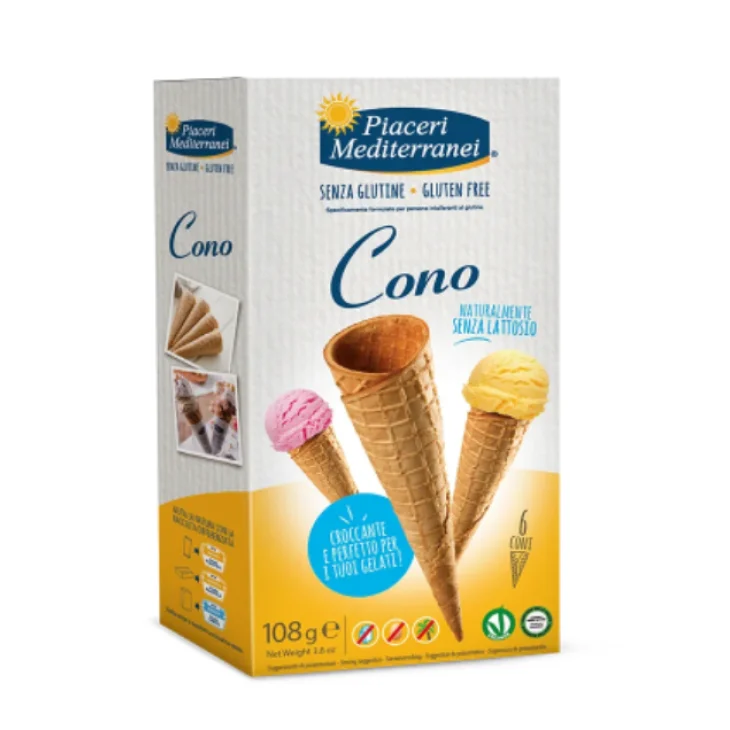 Piaceri Mediterranei Cono per Gelato Senza Glutine 6 pezzi