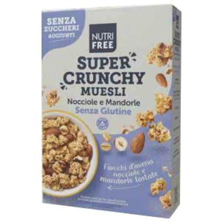 Nutri Free Super Cruchy Muesli Nocciole e Mandorle Senza Glutine e Zuccheri Aggiunti 300 g