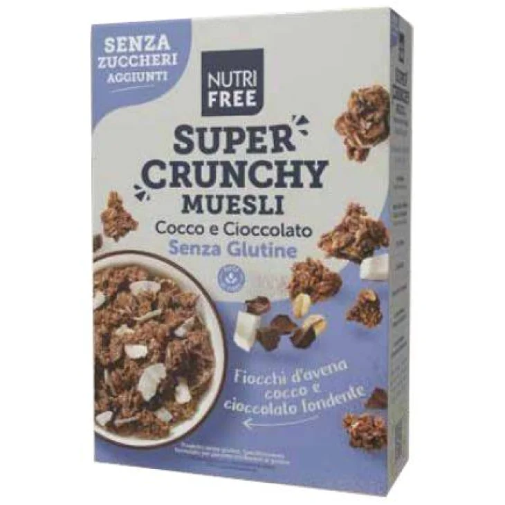 Nutri Free Super Cruchy Muesli Cocco e Cioccolato Senza Glutine e Zuccheri Aggiunti 300 g