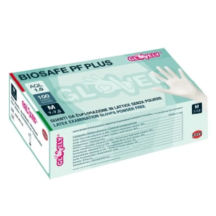 GUANTO IN LATTICE SENZA POLVERE AMBIDESTRO FORMA ANATOMICA COLSINO ELASTICO RINFORZATO ANTIARROTOLAMENTO BIOSAFE PF PLUSBIANCO MISURA SMALL 100 PEZZI