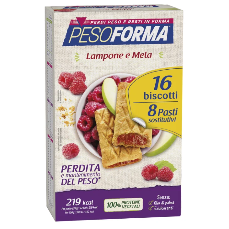 PESOFORMA BISCOTTI LAMPONE E MELA 16 BISCOTTI X 33G 8 PASTISOSTITUTIVI