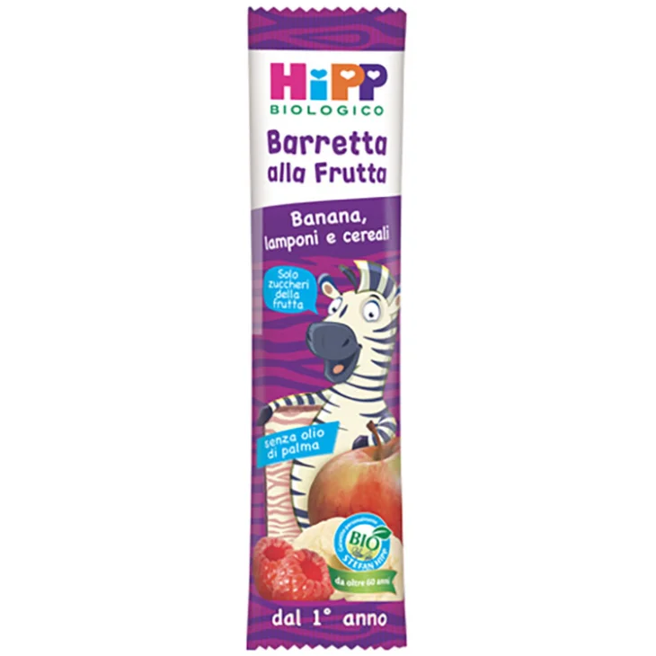 HiPP BIO Barretta Frutta Banana, Lamponi e Cereali 23 g