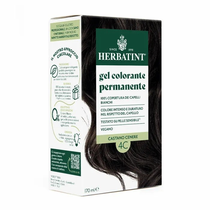 Herbatint Gel Colorante Permanente 4C Castano Cenere 170 ml Vegan Senza Ammoniaca