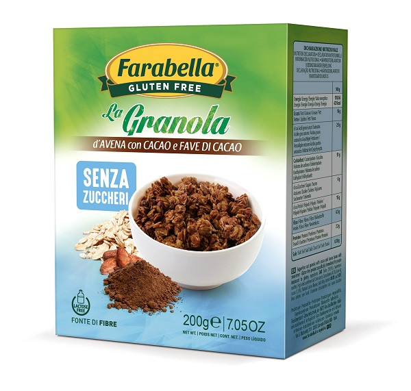 Farabella Granola D'avena Con Cacao E Fave Di Cacao Senza Glutine e Senza Lattosio 200 grammi