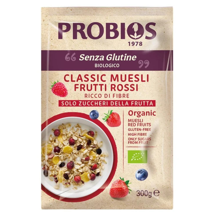 Probios Muesli Frutti Rossi Senza Glutine Ricco di Fibre 300 g