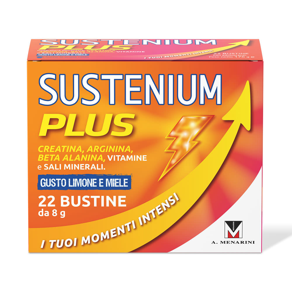Sustenium Plus Integratore Alimentare Energetico Limone e Miele 22 Bustine da 8 g
