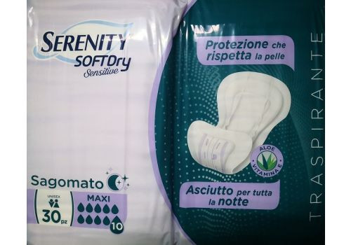 Serenity Assorbenti Sagomati Incontinenza Maxi Sensitive Aloe 30 Pezzi