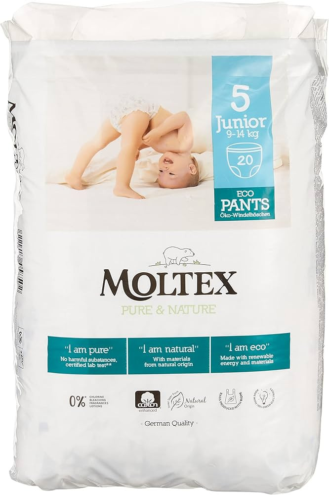 Moltex Pure Nature Pannolini Mutandina Taglia 5 9 - 14 kg Ecologici 20 Pezzi