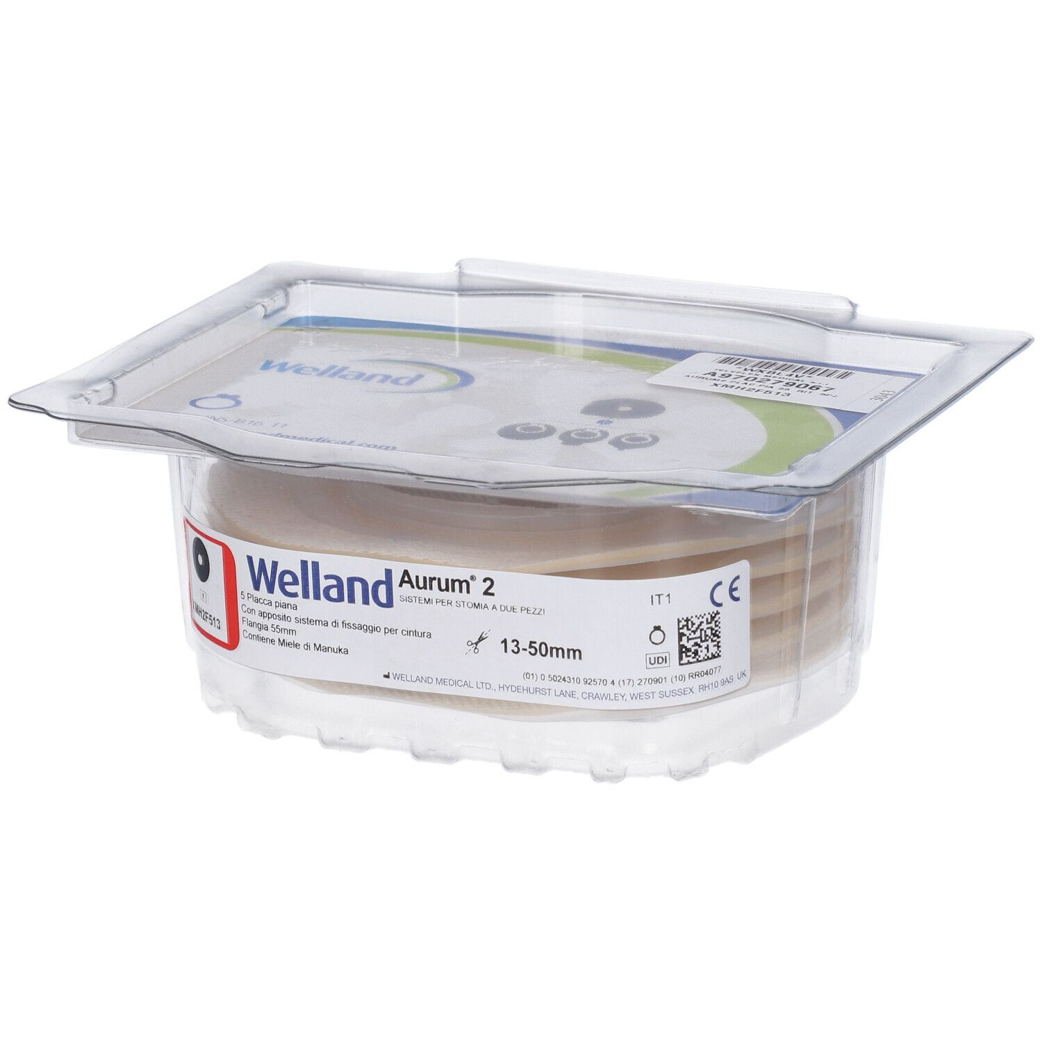 Teleflex Medical Aurum 2 Placca Colostomia Flangia 55mm Diametro 13 - 50mm 5 Pezzi