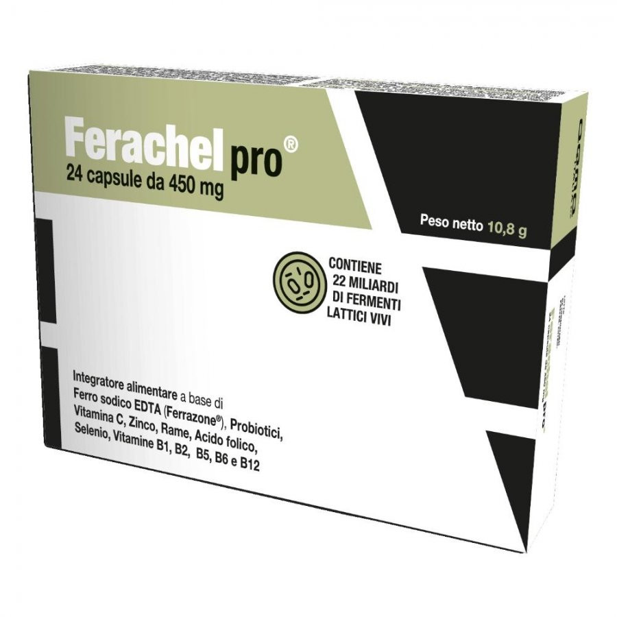 Aqma Italia Ferachel Pro Integratore Ferro Probiotici Vitamine B 24 Capsule