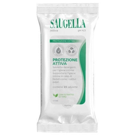 Saugella Attiva Salviettine Intime Protezione Intima Biodegradabili 15 Pezzi