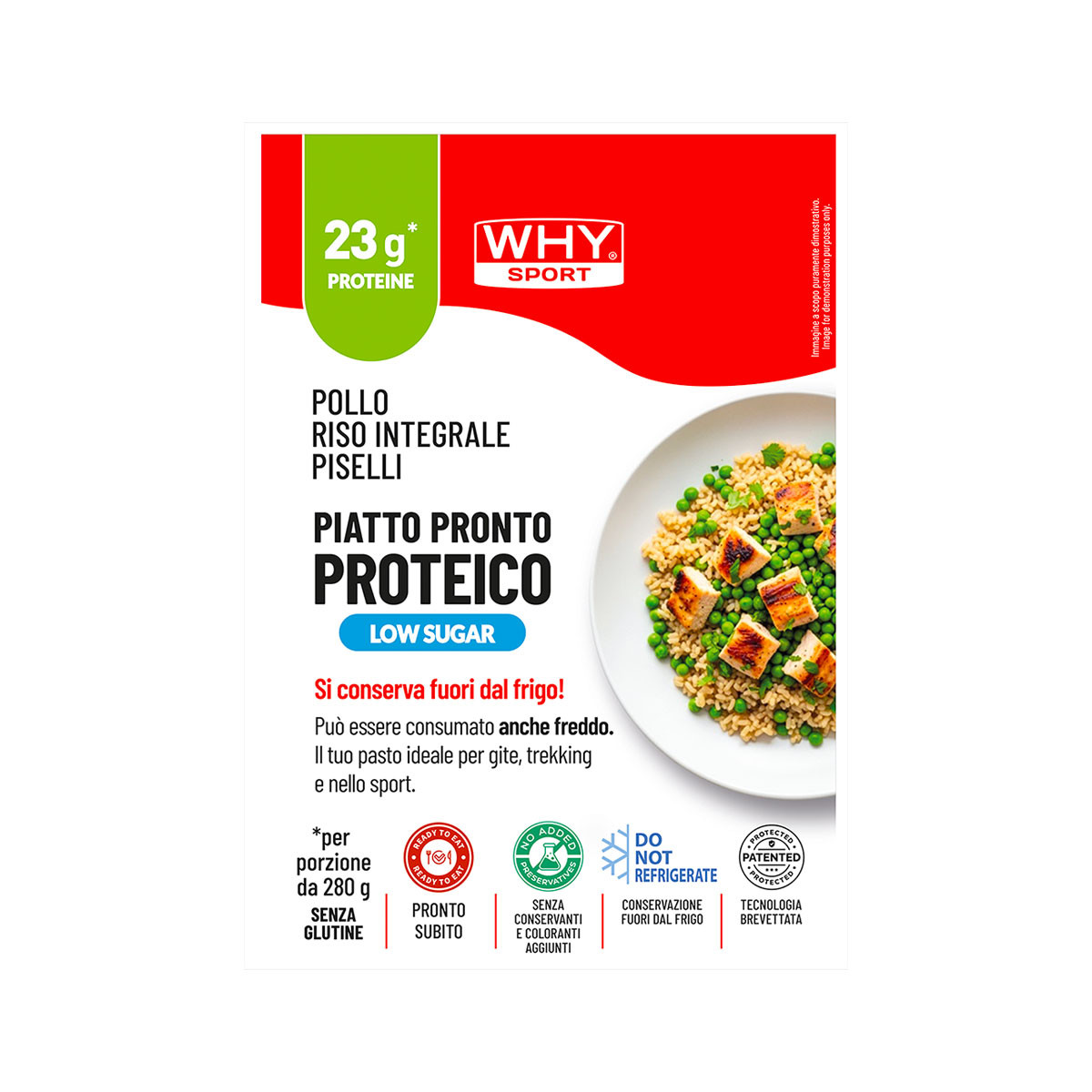 Why Sport Piatto Pronto Proteico Riso Integrale Pollo Piselli Senza Glutine 280g