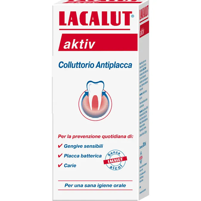 Lacalut Aktiv Collutorio Antiplacca con Fluoruro di Sodio e Clorexidina 300ml