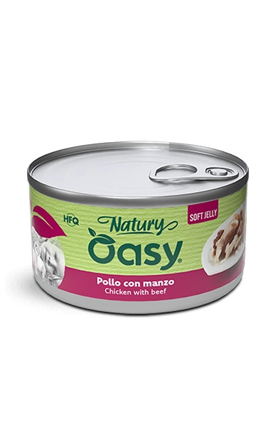 Oasy Natury Soft Jelly Alimento Complementare Gatti Adulti Pollo e Manzo 150g