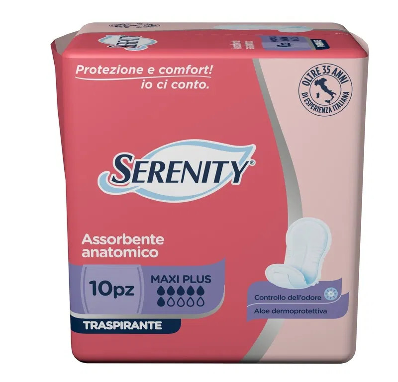 Serenity Maxi Plus Pannoloni Sagomati Incontinenza Anatomici 10 pezzi