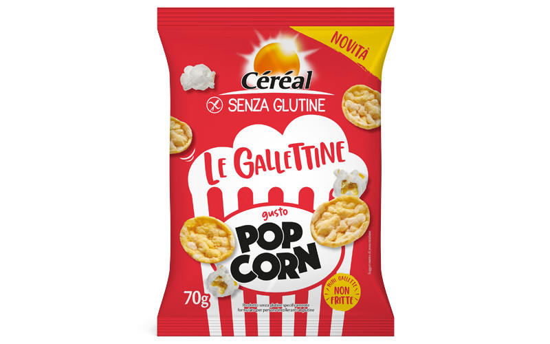 Cereal Gallettine Snack Leggero Senza Glutine Gusto Pop Corn Mais e Riso 70g