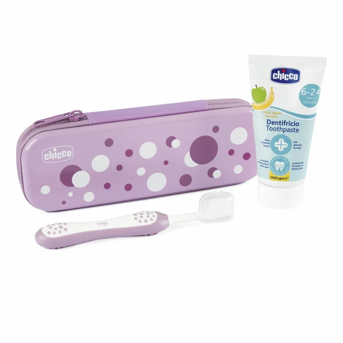Chicco Set Dentale 6 Mesi+ Rosa con Dentifricio Mela Banana e Spazzolino