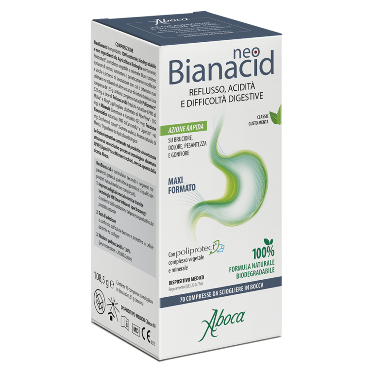 Aboca Neobianacid Reflusso Acidità e Difficoltà Digestive 70 Compresse Masticabili