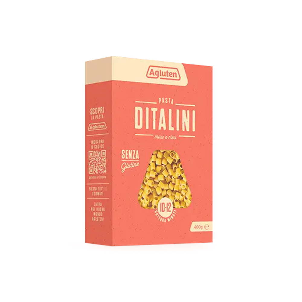 Agluten Ditalini Pasta Senza Glutine di Mais e Riso Formato 400g
