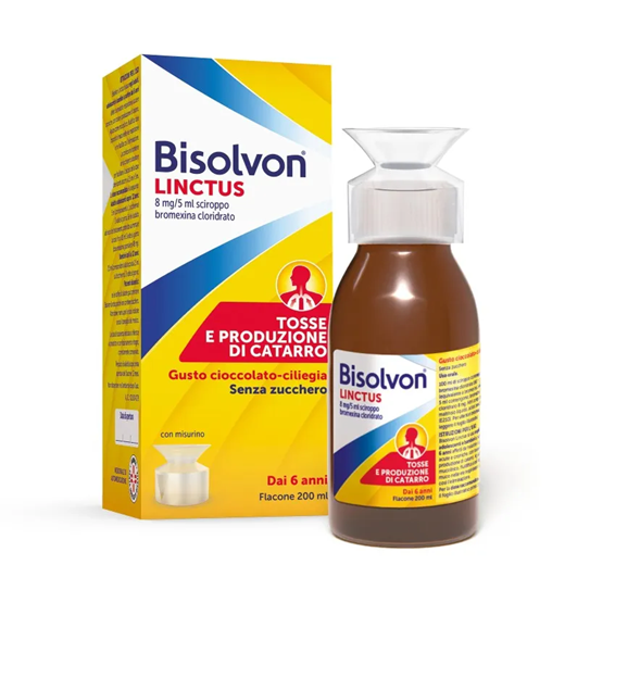 Bisolvon Linctus Sciroppo Tosse e Catarro 8mg/5ml Gusto Cioccolato Ciliegia 200 ml