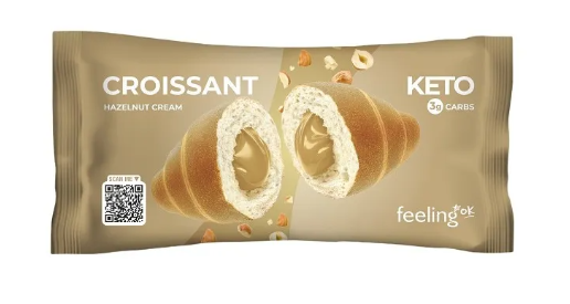 Feeling Ok Croissant Ripieno Di Crema Alla Nocciola Snack Proteico Low Carb Confezione Monodose 50 g
