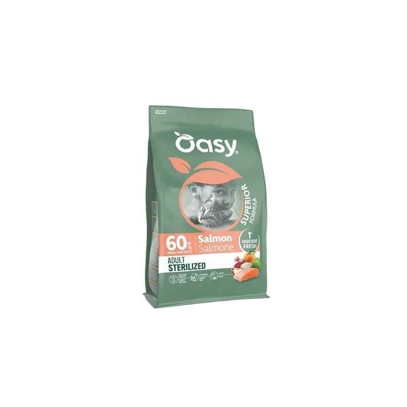 Oasy Dry Cat Superior Adult Sterilized Cibo Secco per Gatti Adulti Gusto Salmone 300 g