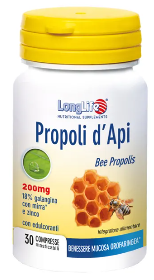 Longlife Propoli D'api Benessere della Gola e Sistema Immunitario 30 Compresse Masticabili