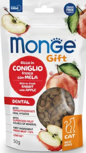 Monge Cat Meat Mins Gift Dental Ricco In Coniglio Fresco Con Mela 50 G