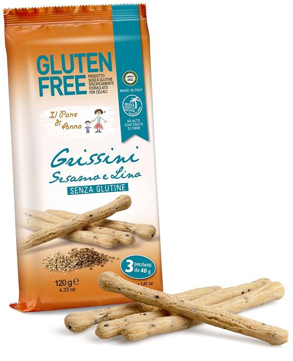 Il Pane di Anna Grissini con Sesamo e Lino Senza Glutine e Latte 3 pezzi X 40 g