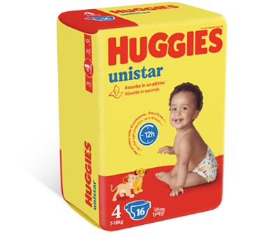 Huggies Unistar Pannolini per Bambini Taglia 4 (7 - 18 kg) 16 pezzi