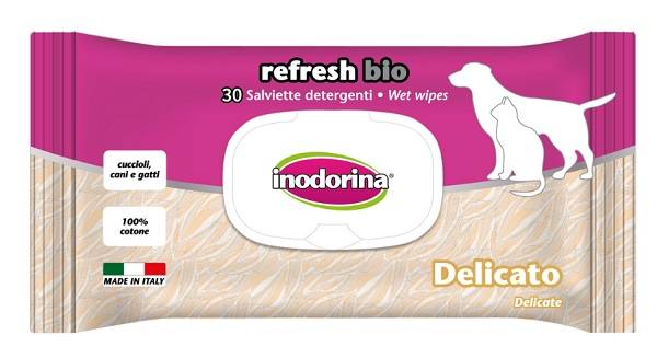 Inodorina Bio Neutra Salviette detergente per cane e gatto 30 pezzi