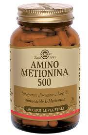 Solgar Amino Metionina 500 Integratore per la sintesi delle Metionina 30 Capsule Vegetali
