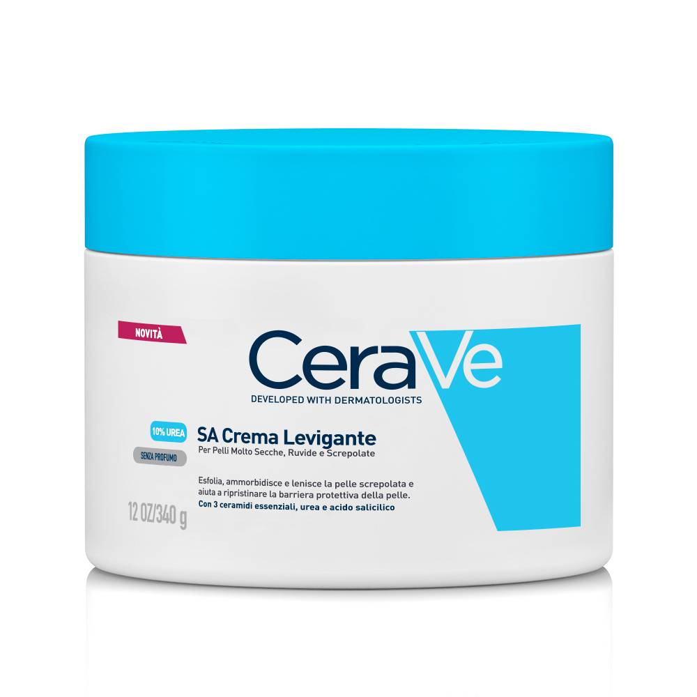 CeraVe SA Crema levigante 10% Urea e Acido Salicilico per Pelle Molto Secca Ruvida e Screpolata 340 g