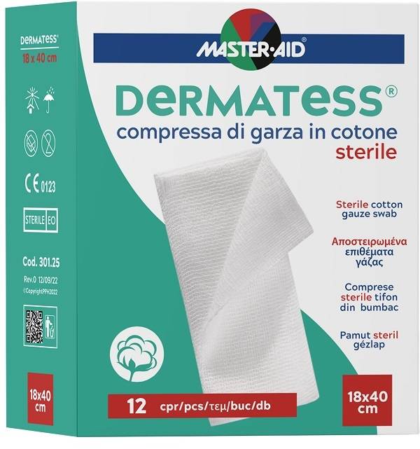 GARZA IDROFILA DERMATESS COTONE 18X40 12 PEZZI