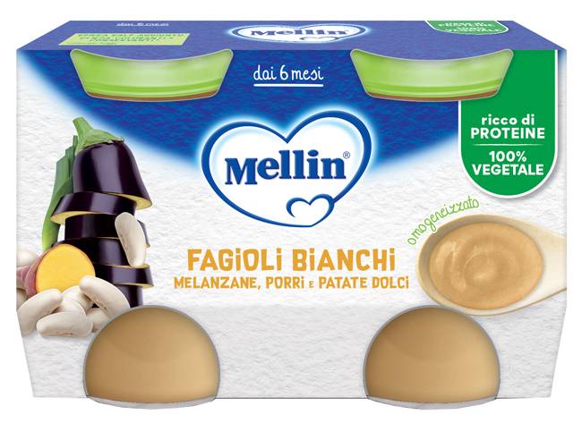 Mellin Fagioli Bianchi e Melanzane Omogeneizzato 2 vasetti x 130 g