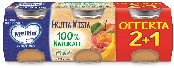 Mellin Omogeneizzato Gusto Frutta Mista 3 vasetti da 100 g