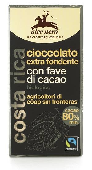 Alce Nero Tavoletta di Cioccolato Extrafondente Bio con Fave di Cacao 100 g