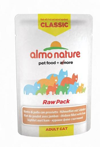 Almo Nature HFC Raw Pack Filetto di Pollo con Prosciutto Cibo umido per gatti 55 g