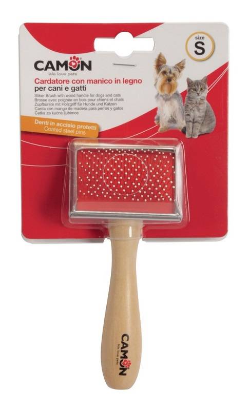 Camon Cardatore Manico in Leggno per la Spazzolatura dei Cani