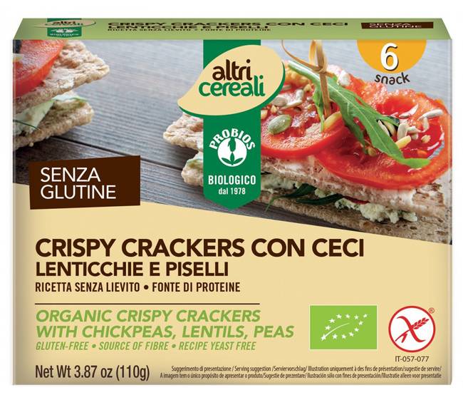Probios Altricereali Crispy Crackers con Ceci Senza Glutine 110 g