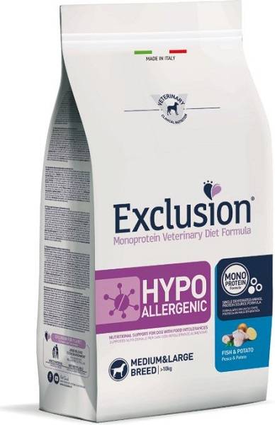 EXCLUSION MONOPROTEIN VETERINARY DIET FORMULA DOG HYPOALLERGENIC FISH AND POTATO MEDIUM/LARGE 2 KG DRY