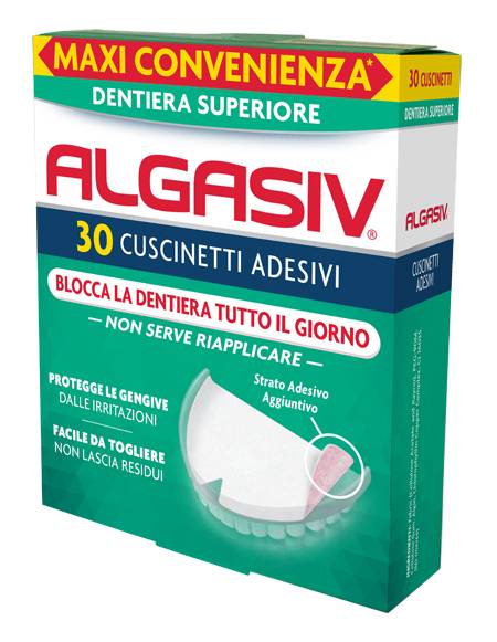 Algasiv Cuscinetti adesivi per protesi dentaria superiore 30 pezzi