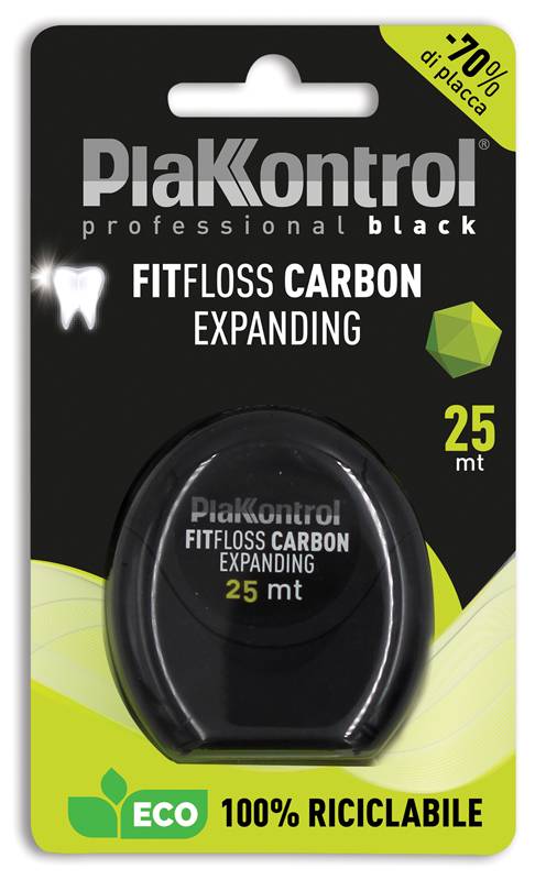 Plakkontrol Professional Black Fitfloss Carbon Expanding Filo Interdentale 25 Metri
