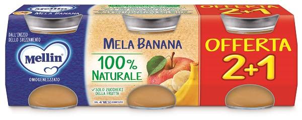 Mellin Mela Banana Omogeneizzato 3 vasetti da 100 g