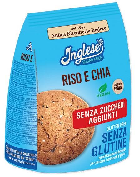 Inglese Riso e Chia Biscotti senza glutine e senza zuccheri aggiunti 200 g