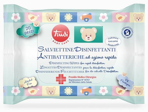 Trudi Baby Care Salviettine Disinfettanti Antibatteriche Azione Rapida 20 pezzi