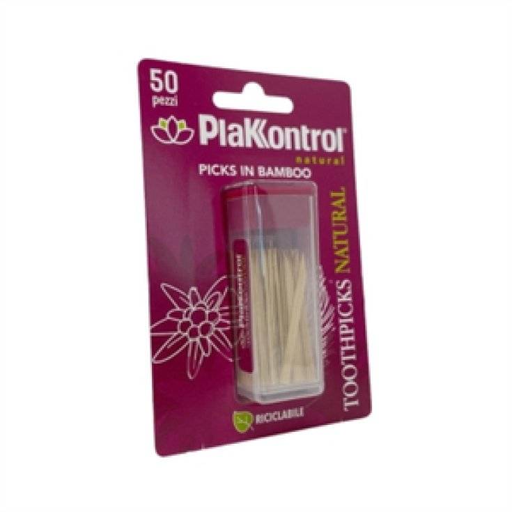 Plakkontrol Toothpicks Natural Bastoncini per la rimozione della placca dentale 50 pezzi